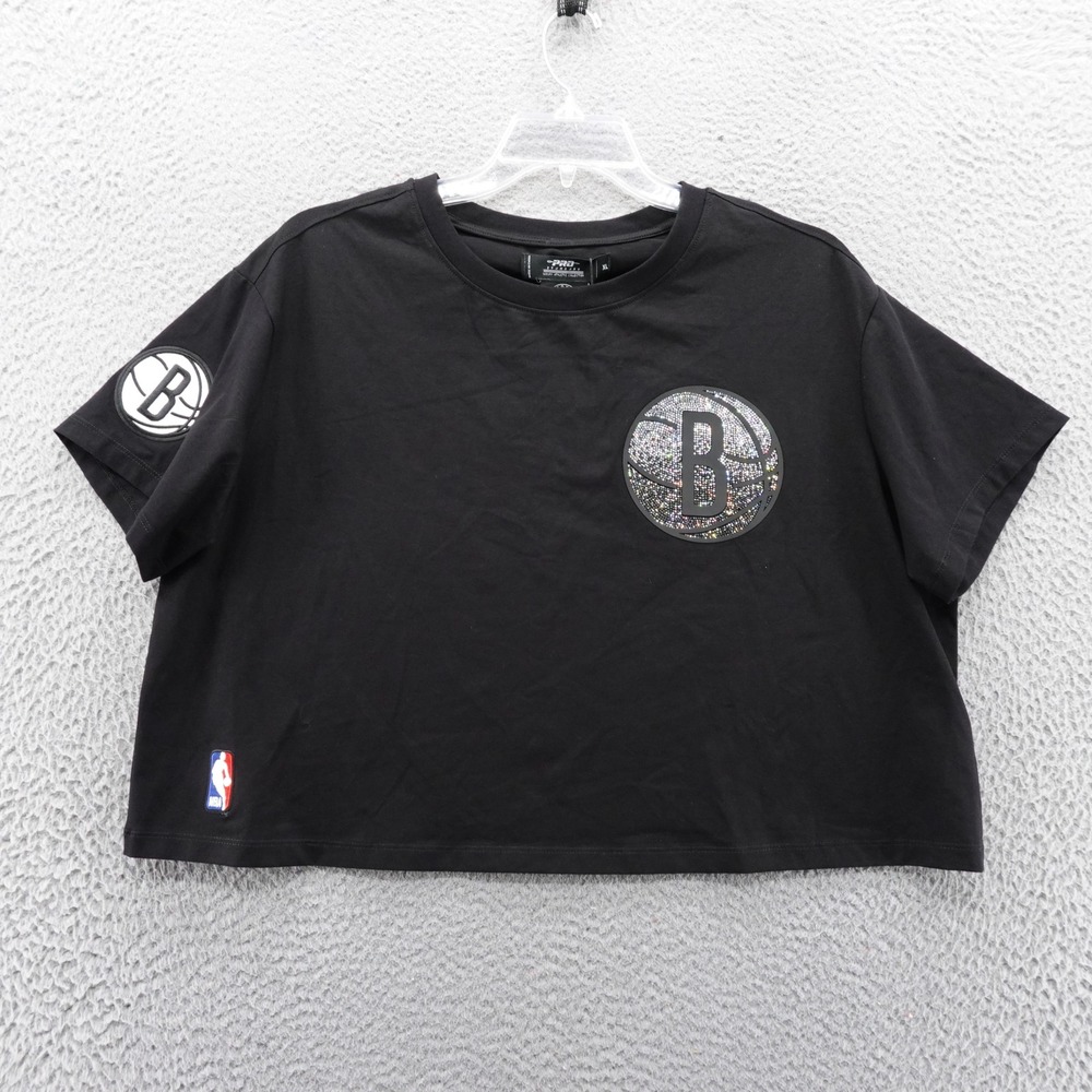 PRO‎ Standard NBA Brooklyn Nets Womens XL Black Bling Basketball Crop Top NWT